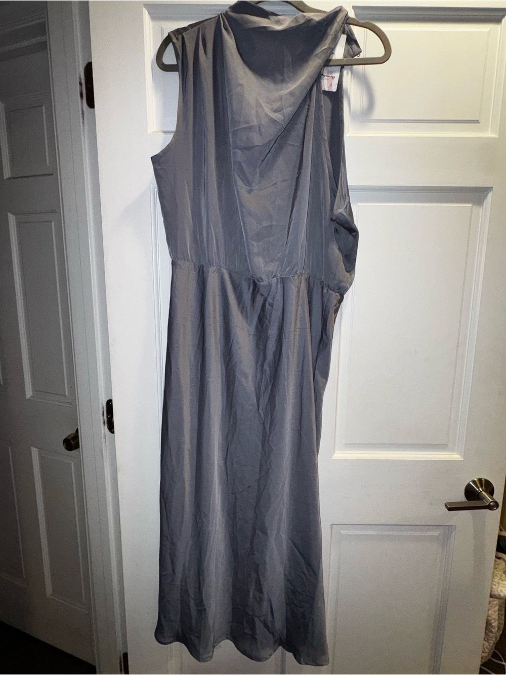 Sleeveless Grey Maxi Dress with Soft Drape